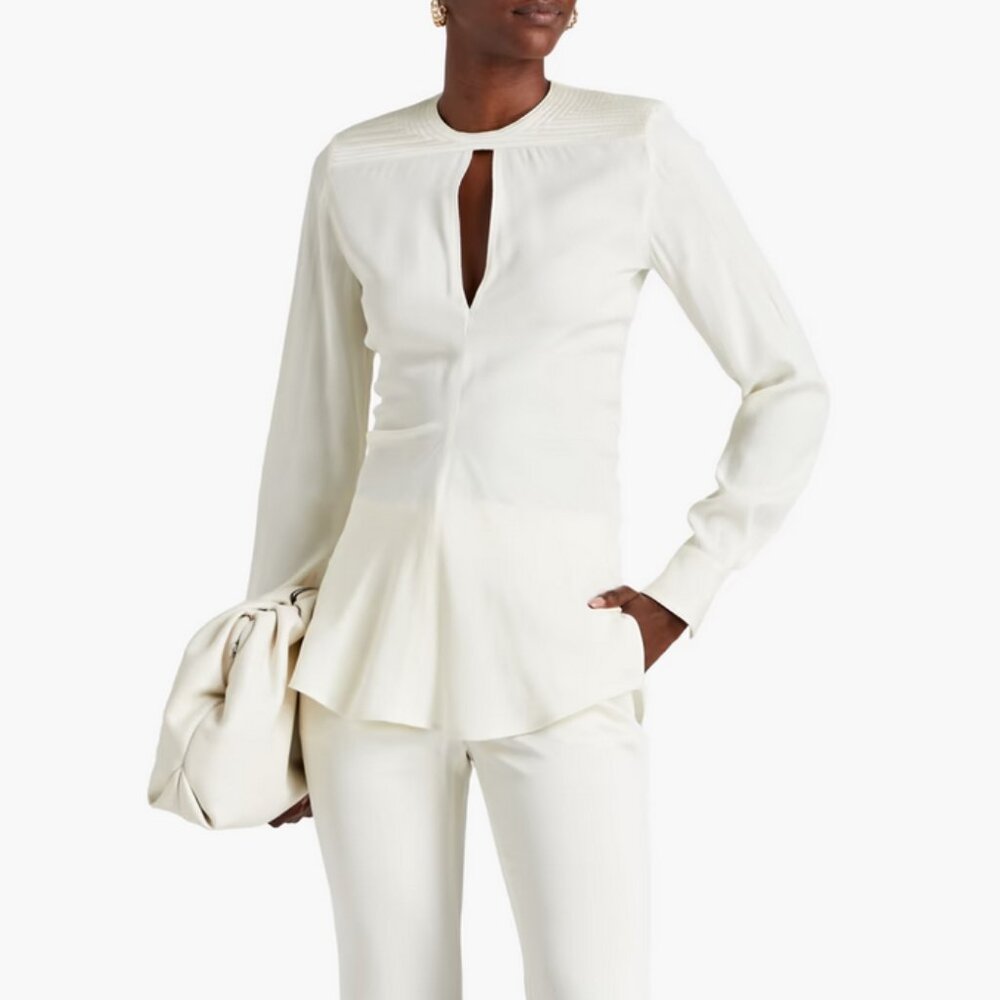 Victoria Beckham Satin Crepe Keyhole Blouse